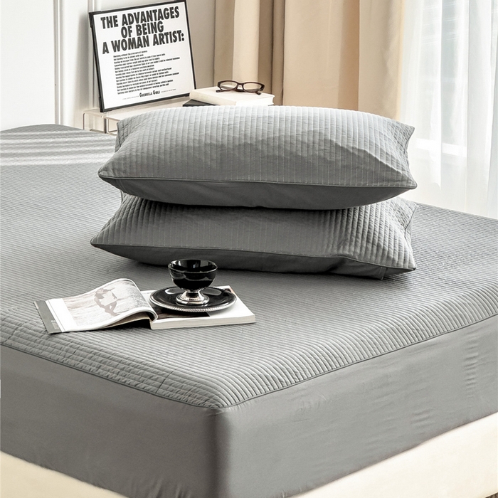 91家纺网 家纺一手货源 找家纺 法芙娜家纺 2025新款全棉40S水洗棉床笠 深灰