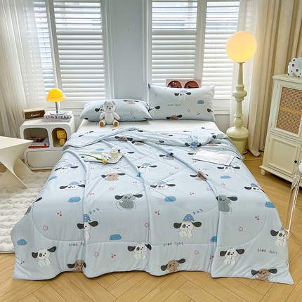 91家纺网 家纺一手货源 找家纺 好梦来家纺（原锦茂家纺） 2025新款印花凉感丝抗菌夏被 大耳狗