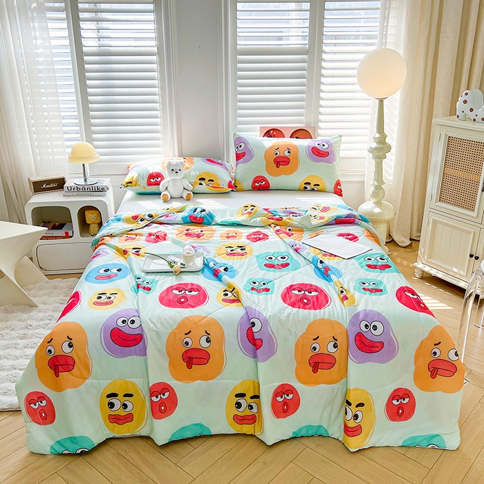 91家纺网 家纺一手货源 找家纺 好梦来家纺（原锦茂家纺） 2025新款印花凉感丝抗菌夏被 缤纷涂鸦