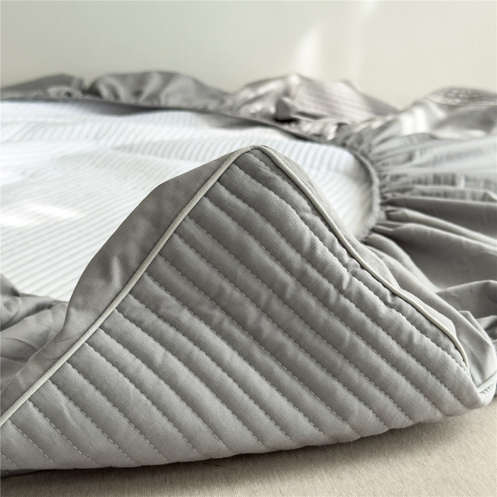 91家纺网 家纺一手货源 找家纺 法芙娜家纺 2025新款全棉40S水洗棉床笠 浅灰