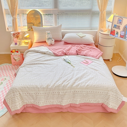 一加一 2025新款A棉B水洗棉大豆夏被四件套 樱花漫漫