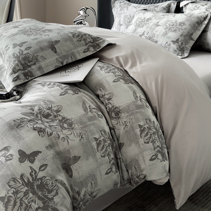 91家纺网 家纺一手货源 找家纺 朵希曼 2025新款轻奢全棉提花系列四件套 知画-灰