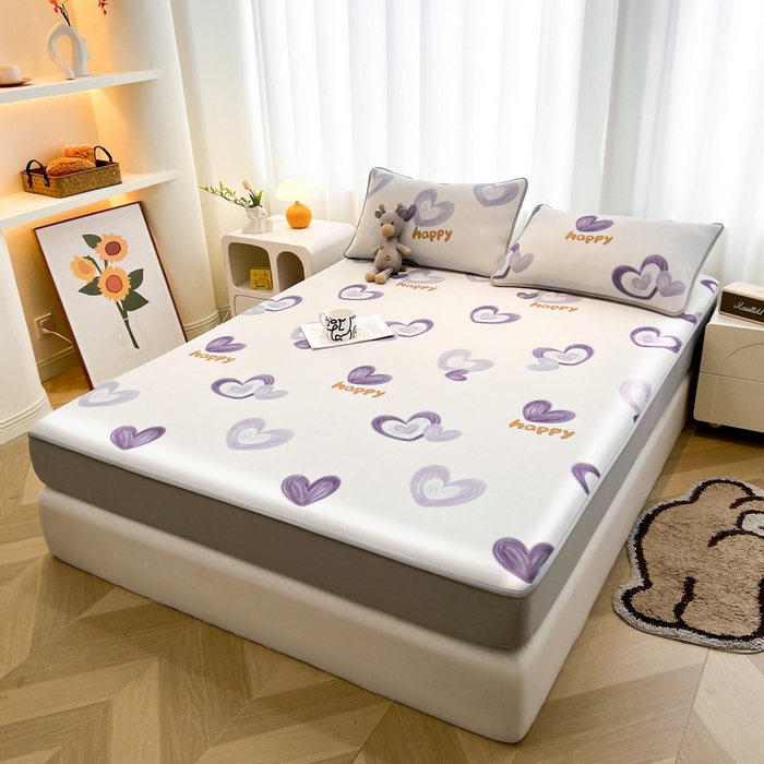 91家纺网 家纺一手货源 找家纺 2025春夏新款独家研发太空层凉感软席冰丝印花凉席床笠款 邂逅