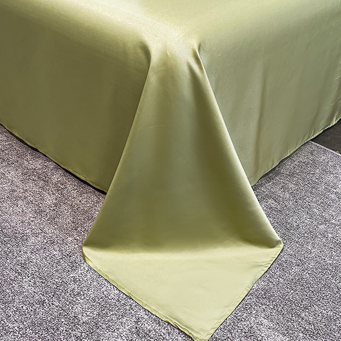 91家纺网 家纺一手货源 找家纺 富宁2025新款水洗真丝时光字母冰丝刺绣四件套 奶油白+绿