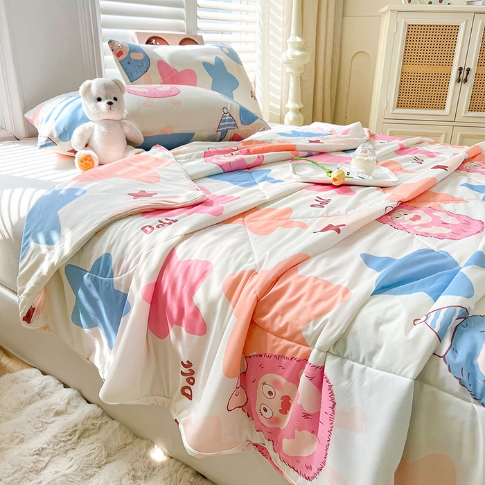 91家纺网 家纺一手货源 找家纺 好梦来家纺（原锦茂家纺） 2026新款印花凉感丝抗菌夏被 星愿