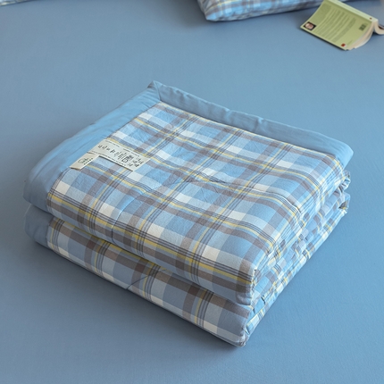 91家纺网 家纺一手货源 找家纺 雯雨家纺 2025新款A类无印风里外全棉纯棉水洗棉新疆棉花夏被夏凉被空调被 海域兰