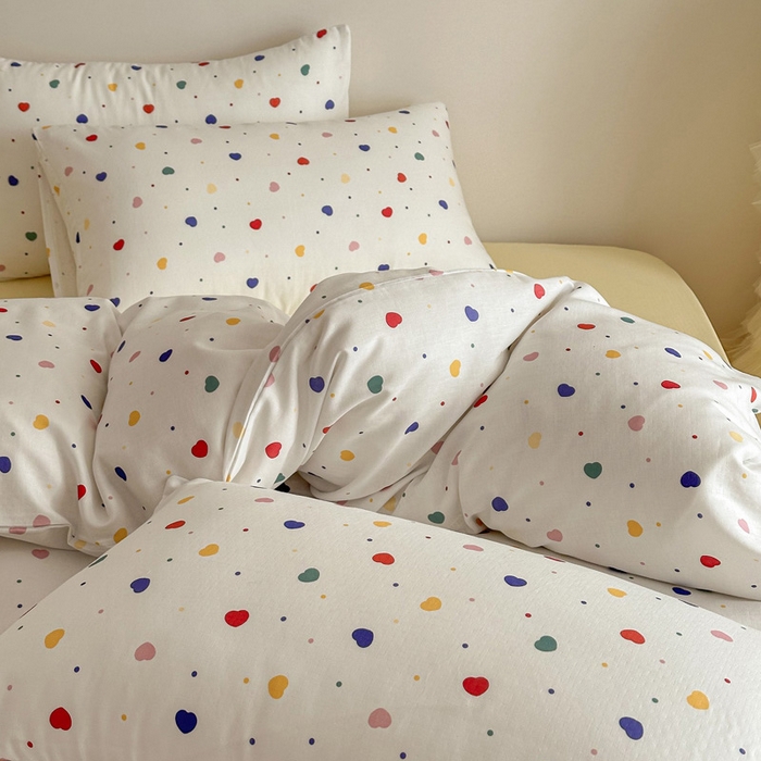 91家纺网 家纺一手货源 找家纺 塞纳 2026新款.全棉有氧双层纱四件套-场景一 心心相印