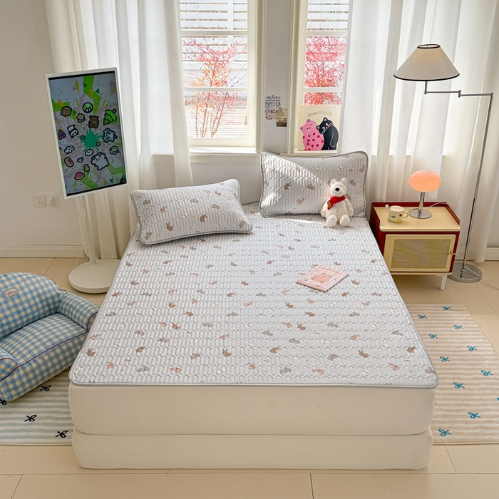 91家纺网 家纺一手货源 找家纺 慕尚家纺 2025新款小清新凉感丝乳胶席 中国白兔