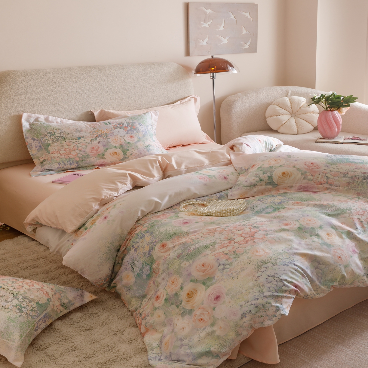 91家纺网 家纺一手货源 找家纺 2025新款【如梦令】红金裸盖棉四件套（标准号 全网控价） 芳香-柳绿