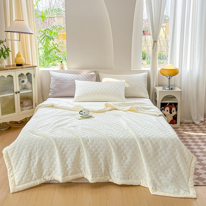 91家纺网 家纺一手货源 找家纺 欧邦 2025新款华夫格水洗棉夏被