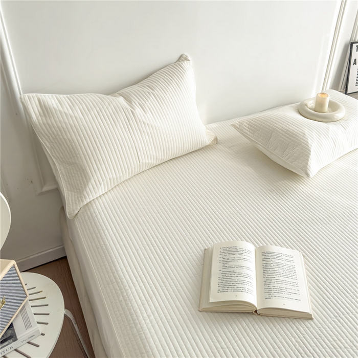 91家纺网 家纺一手货源 找家纺 法芙娜家纺 2025新款全棉40S水洗棉床笠 白色