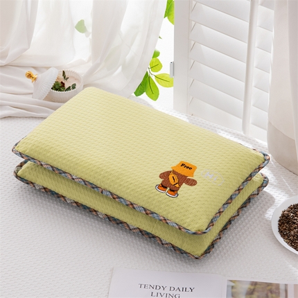 91家纺网 家纺一手货源 找家纺 （总）仁宇枕业 2025新款荞麦枕可拆洗婴幼儿童学生枕头全棉华夫格刺绣枕套+枕芯