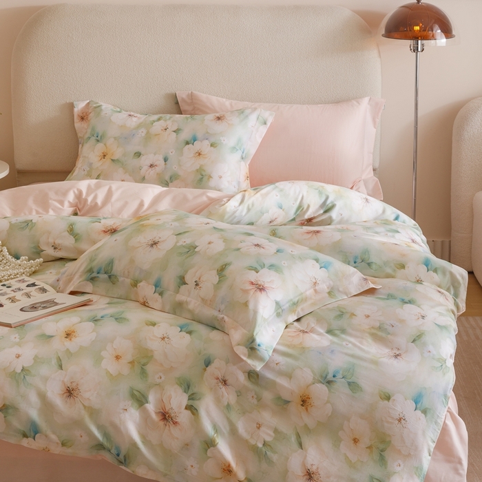 91家纺网 家纺一手货源 找家纺 （总）2025新款全棉纯棉【如梦令】红金裸盖棉四件套【标准号全网控价（折后券后）不低于199元】