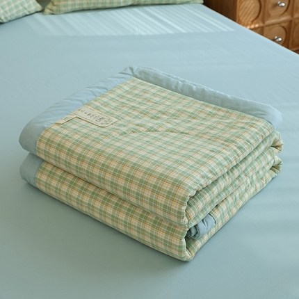 91家纺网 家纺一手货源 找家纺 雯雨家纺 2025新款A类无印风里外全棉纯棉水洗棉新疆棉花夏被夏凉被空调被 朵拉绿