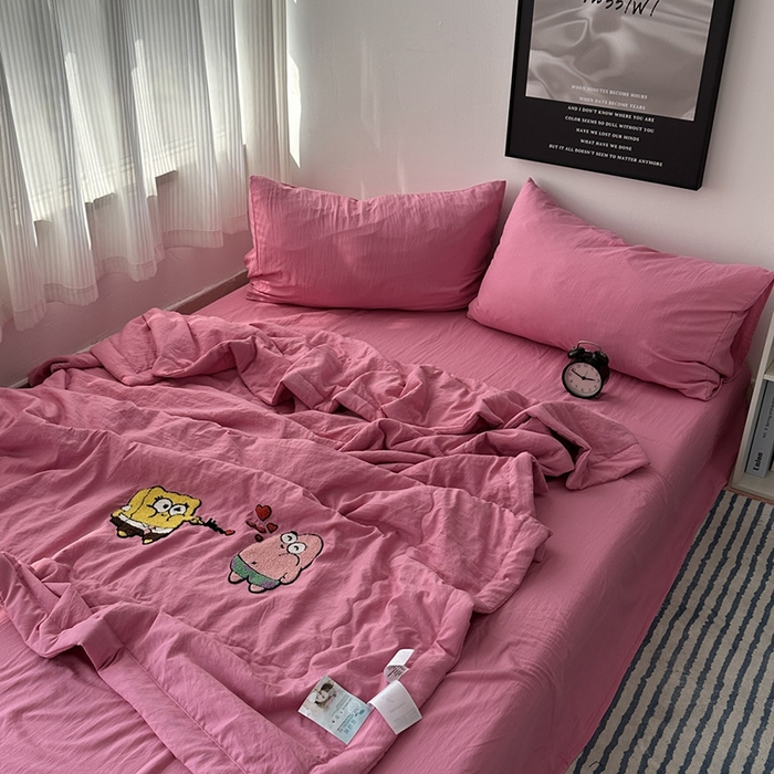 91家纺网 家纺一手货源 找家纺 （总）优色良品家纺 2025新款卡通毛巾绣夏被四件套