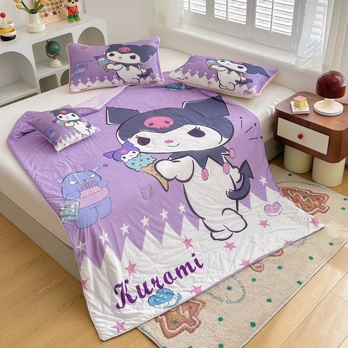 91家纺网 家纺一手货源 找家纺 ds生活馆 2025新款A类大版卡通凉感丝夏被 冰激凌库洛米