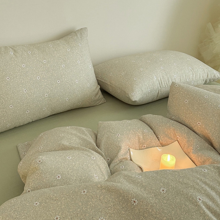 91家纺网 家纺一手货源 找家纺 塞纳 2026新款.全棉有氧双层纱四件套-场景一 流薇纱-绿