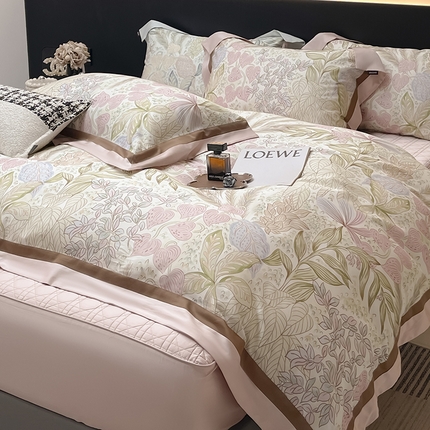 91家纺网 家纺一手货源 找家纺 （总） 2025高端轻奢A类母婴级天丝棉全工艺刺绣四件套纯棉全棉高端春夏季丝滑裸睡床上用品