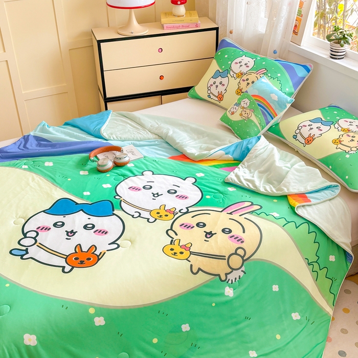 91家纺网 家纺一手货源 找家纺 ds生活馆 2026新款A类大版卡通凉感丝夏被 春游小兔