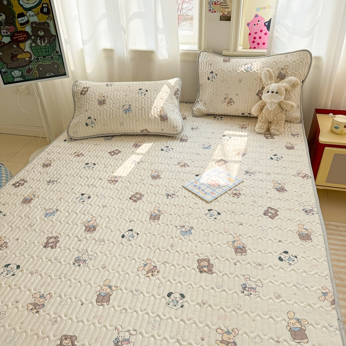 91家纺网 家纺一手货源 找家纺 慕尚家纺 2025新款小清新凉感丝乳胶席 吖咪兔