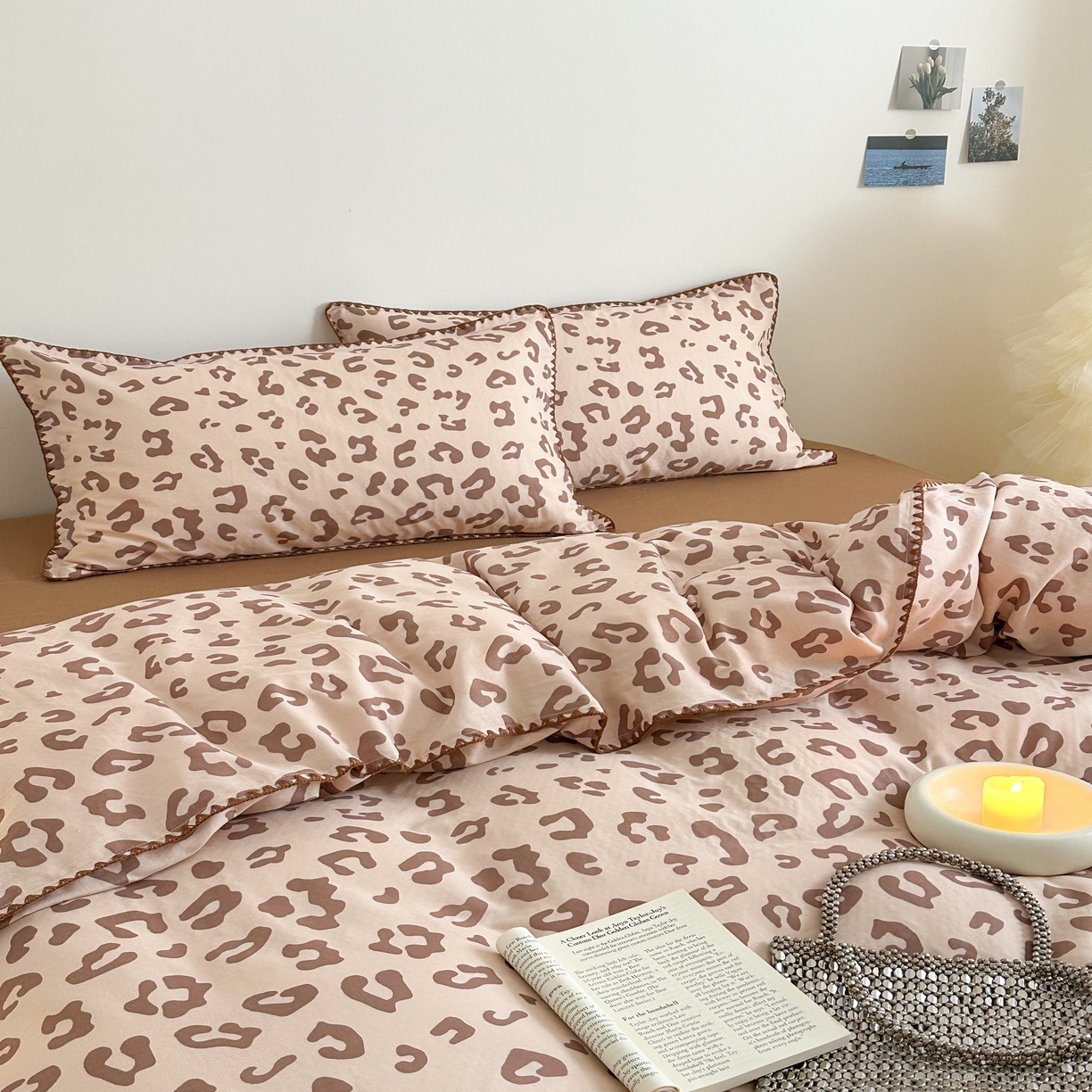 91家纺网 家纺一手货源 找家纺 2025新款工艺款全棉双层纱小清新贝壳边四件套 星野