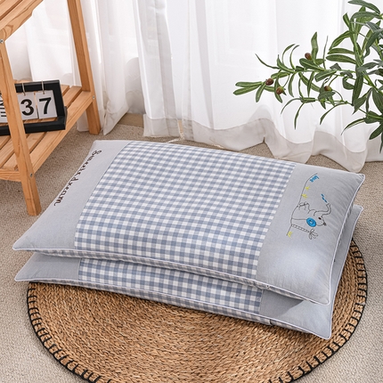 91家纺网 家纺一手货源 找家纺 （总）仁宇枕业 2025新款新品全棉色织水洗棉宫廷全荞麦枕头枕芯-象鼻子水洗棉荞麦枕