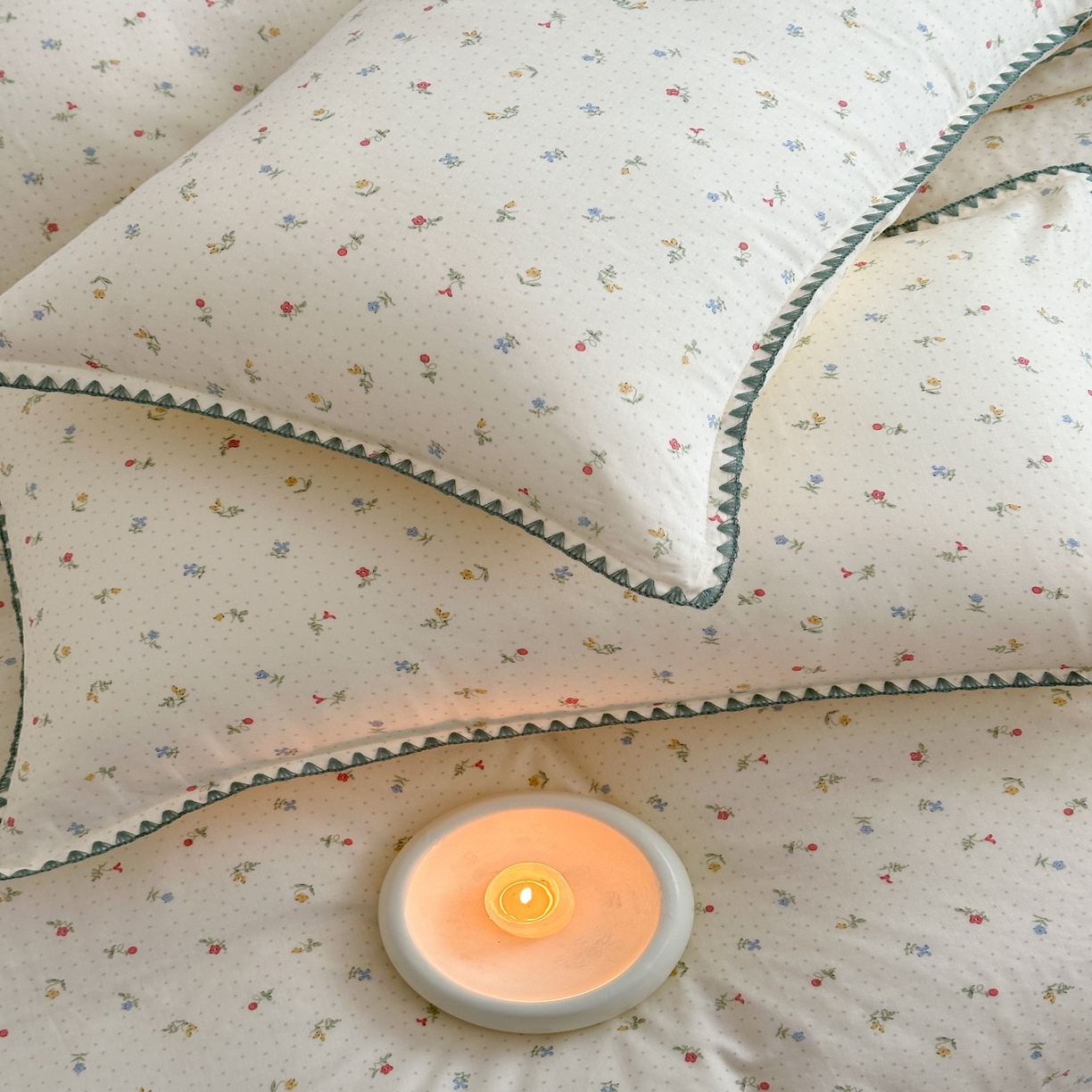 91家纺网 家纺一手货源 找家纺 2025新款工艺款全棉双层纱小清新贝壳边四件套 夏日