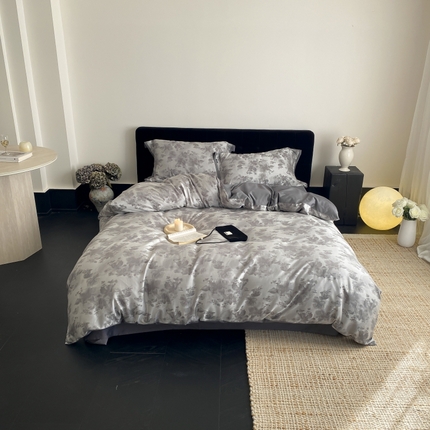 91家纺网 家纺一手货源 找家纺 玉宇阁2025新款100S色织天丝棉大提花四件套-隐杉之欲 隐杉之欲雾灰