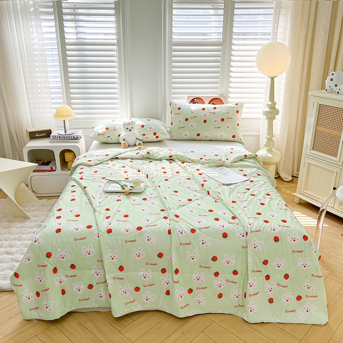 91家纺网 家纺一手货源 找家纺 好梦来家纺（原锦茂家纺） 2026新款印花凉感丝抗菌夏被 甜蜜蜜