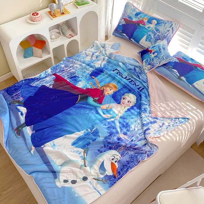 91家纺网 家纺一手货源 找家纺 ds生活馆 2025新款A类大版卡通凉感丝夏被 冰雪奇缘