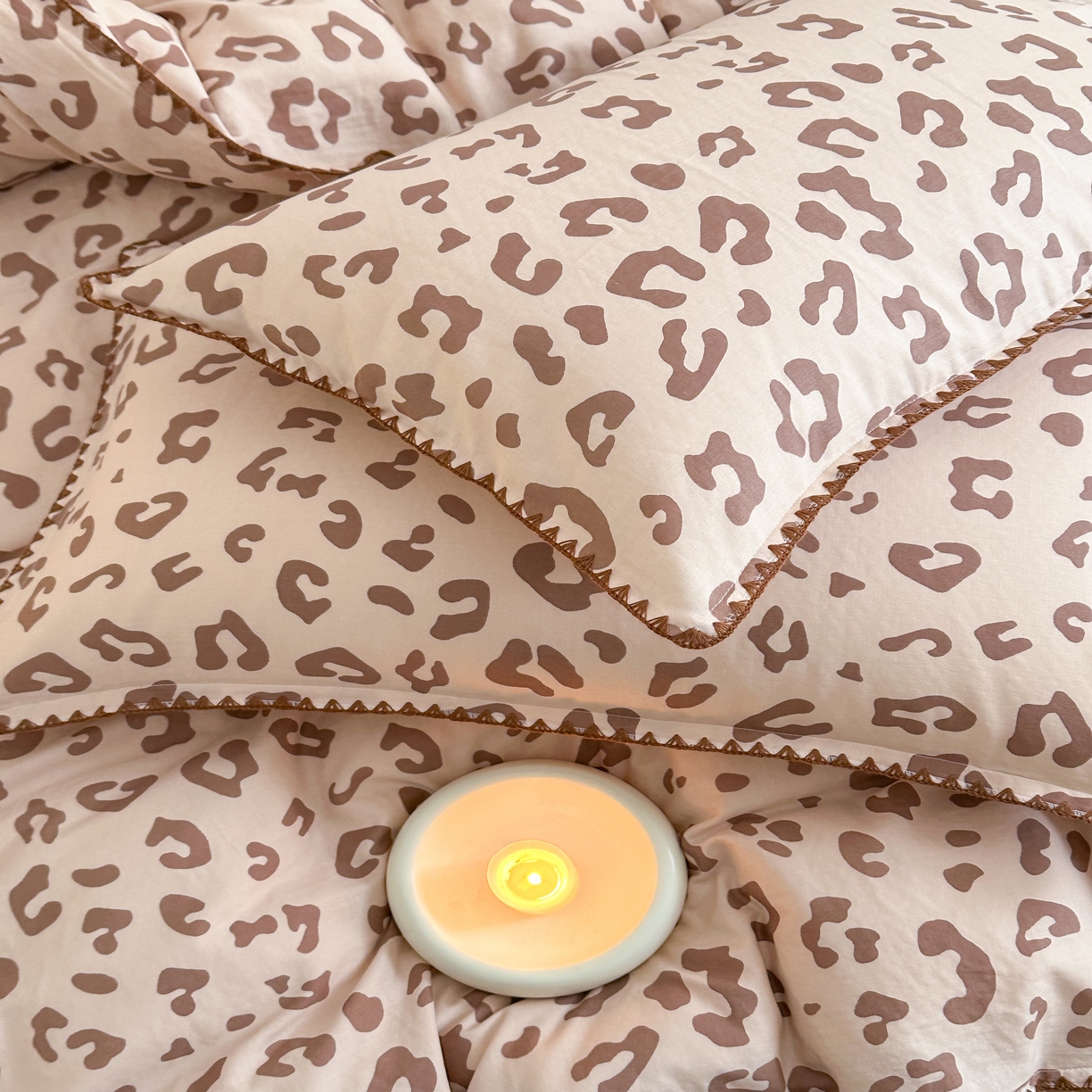 91家纺网 家纺一手货源 找家纺 2025新款工艺款全棉双层纱小清新贝壳边四件套 星野