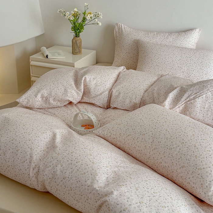 91家纺网 家纺一手货源 找家纺 塞纳 2026新款.全棉有氧双层纱四件套-场景一 柠语-桔