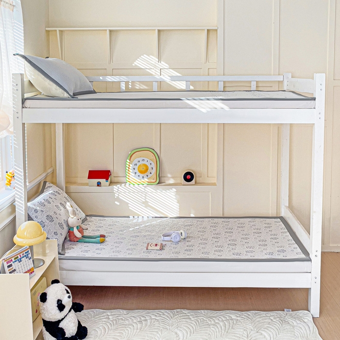 91家纺网 家纺一手货源 找家纺 富馨莱 2025新款A类480克PE凉感凉豆豆凉席三件套和单件学生款 玫瑰花园-灰