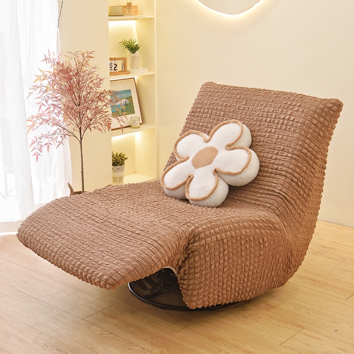 91家纺网 家纺一手货源 找家纺 启博家纺 2025新款泡泡纱功能款毛毛虫沙发套 驼色