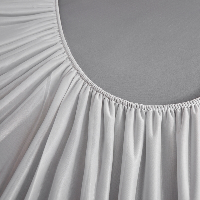 91家纺网 家纺一手货源 找家纺 2025春夏新款独家研发太空层凉感鸭冰丝烫画软凉席床笠款 凉感鸭-浅灰