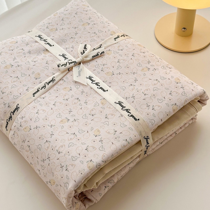 91家纺网 家纺一手货源 找家纺 塞纳 2026新款.全棉有氧双层纱四件套-场景一 柠语-桔