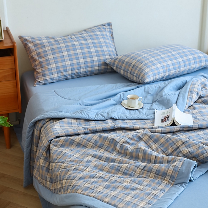 91家纺网 家纺一手货源 找家纺 雯雨家纺 2025新款A类无印风里外全棉纯棉水洗棉新疆棉花夏被夏凉被空调被 巴洛咖