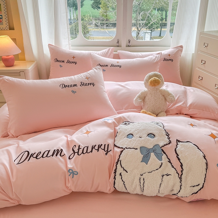 91家纺网 家纺一手货源 找家纺 （总）凯美 2025新款超柔水洗棉卡通贴布绣四件套