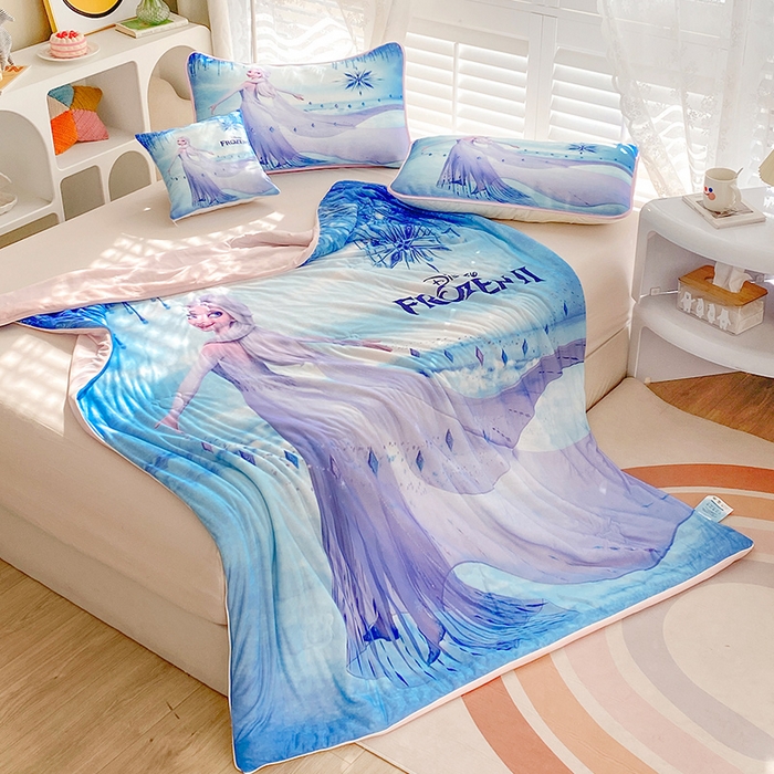 91家纺网 家纺一手货源 找家纺 ds生活馆 2026新款A类大版卡通凉感丝夏被 艾莎女王