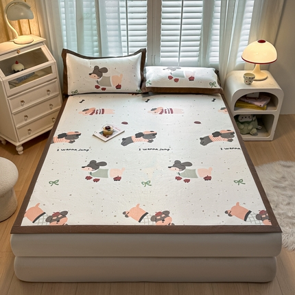 91家纺网 家纺一手货源 找家纺 （总）席佬大 2025新款高克重卡通数码印花冰藤席床席床笠款