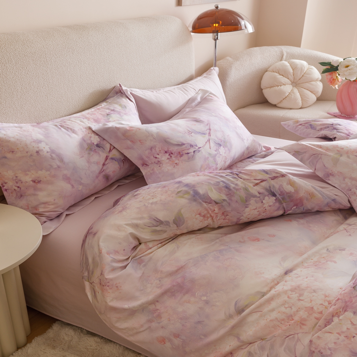 91家纺网 家纺一手货源 找家纺 2025新款【如梦令】红金裸盖棉四件套（标准号 全网控价） 花房姑娘-紫