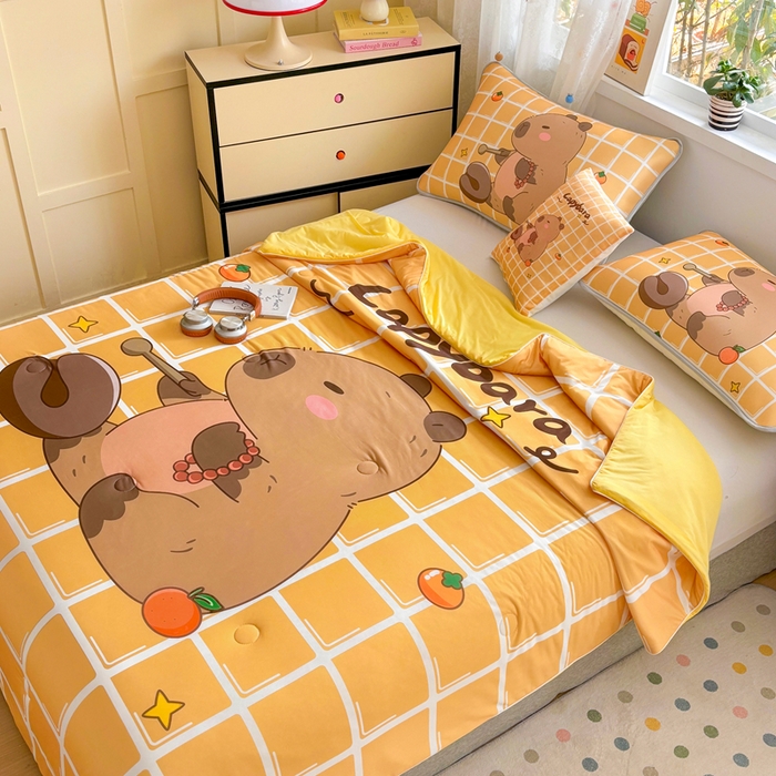 91家纺网 家纺一手货源 找家纺 ds生活馆 2025新款A类大版卡通凉感丝夏被 木鱼巴拉