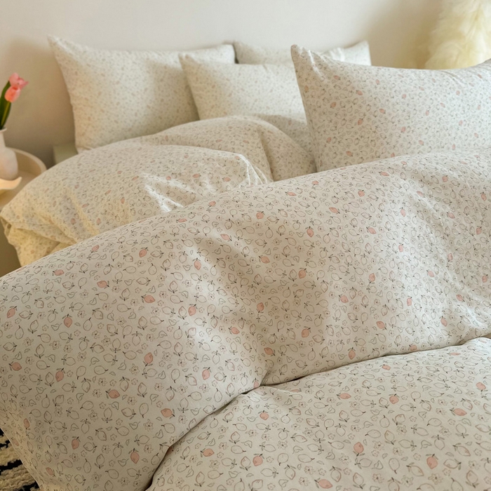 91家纺网 家纺一手货源 找家纺 塞纳 2026新款.全棉有氧双层纱四件套-场景一 柠语-绿