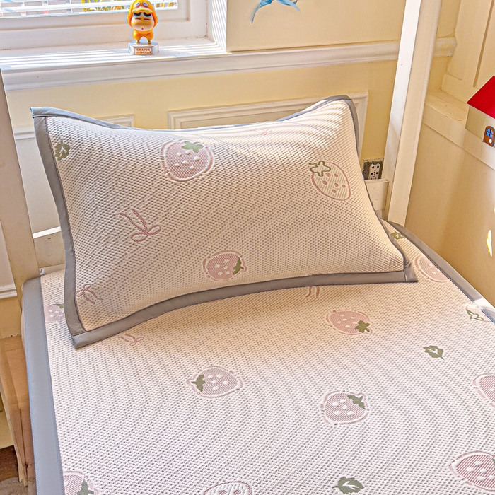 91家纺网 家纺一手货源 找家纺 （总）富馨莱 2025新款A类480克PE凉感凉豆豆凉席三件套和单件学生款