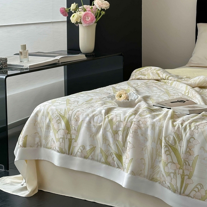 91家纺网 家纺一手货源 找家纺 茧羽世家 2025新款天丝银萃沁氧抗菌系列夏被子被芯 铃兰秘境