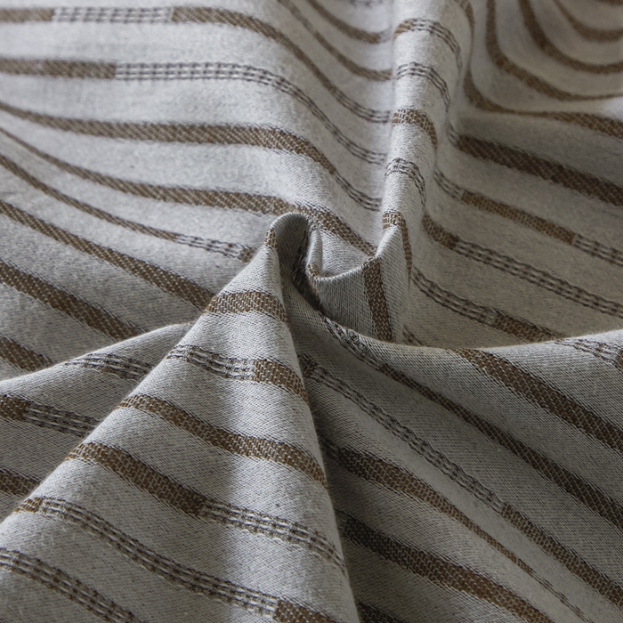 91家纺网 家纺一手货源 找家纺 2025新款亲肤全棉三层纱提花四件套 韵律-沉香