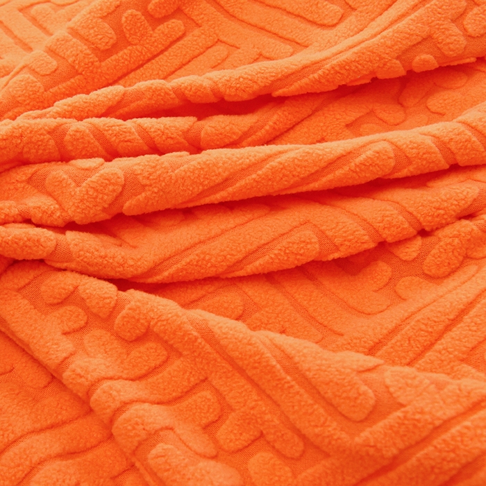 91家纺网 家纺一手货源 找家纺 启博家纺 2025新款磨毛提花功能款毛毛虫沙发套 橙色