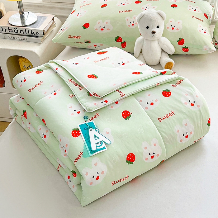 91家纺网 家纺一手货源 找家纺 好梦来家纺（原锦茂家纺） 2026新款印花凉感丝抗菌夏被 甜蜜蜜