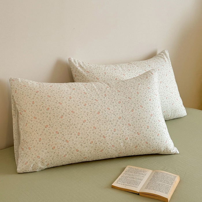 91家纺网 家纺一手货源 找家纺 2025新款全棉有氧A类母婴级双层纱印花四件套 柠语-绿