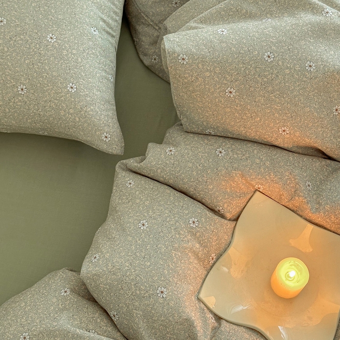 91家纺网 家纺一手货源 找家纺 塞纳 2026新款.全棉有氧双层纱四件套-场景一 流薇纱-绿